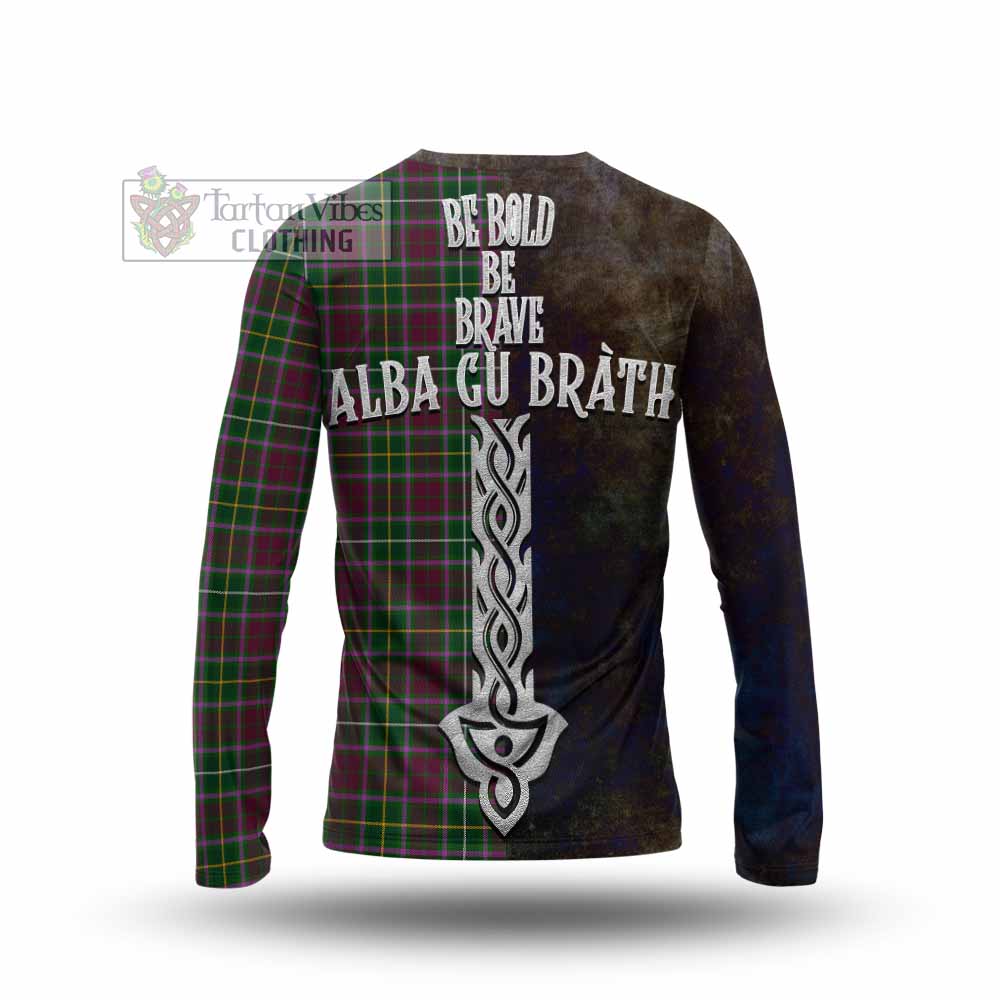 Tartan Vibes Clothing Crosbie Tartan Family Crest Long Sleeve T-Shirt Alba Gu Brath Be Brave Lion Ancient Style