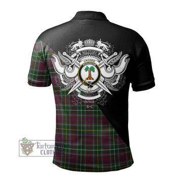 Crosbie Tartan Polo Shirt with Family Crest and Military Logo Style - Tartanvibesclothing Shop