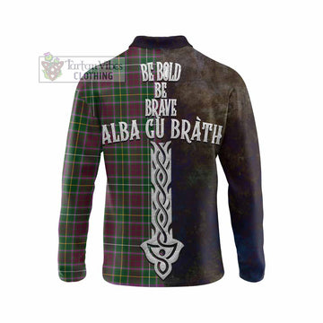 Tartan Vibes Clothing Crosbie Tartan Family Crest Long Sleeve Polo Shirt Alba Gu Brath Be Brave Lion Ancient Style