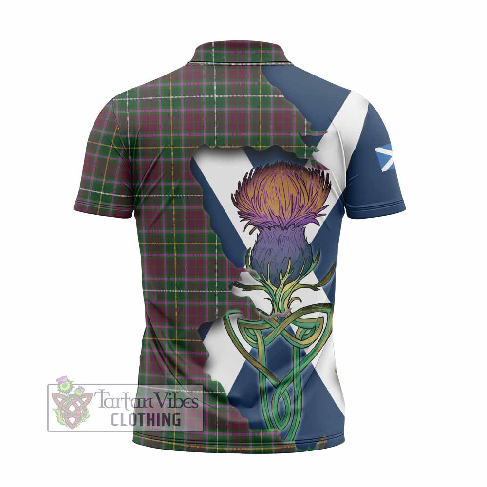 Tartan Vibes Clothing Crosbie Tartan Family Crest Zipper Polo Shirt Scottish Thistle Celtic Inspired