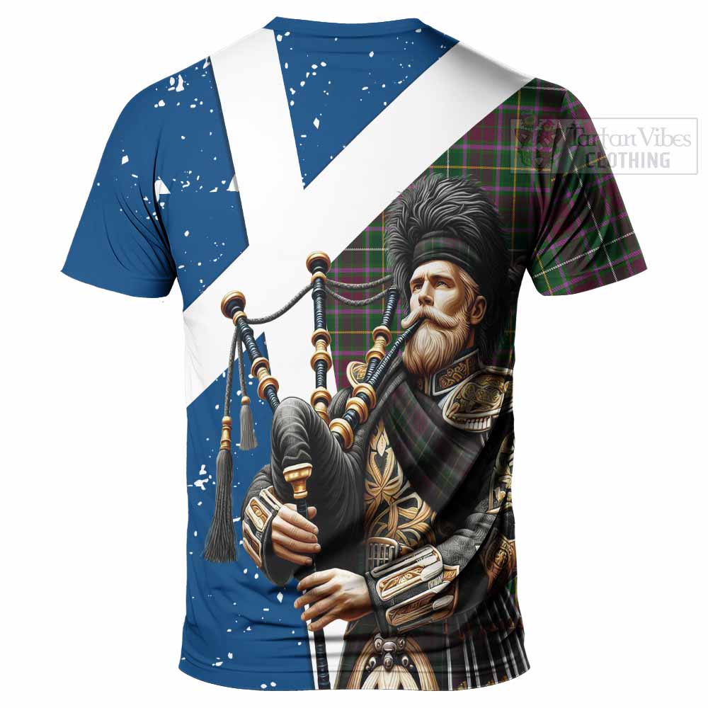 Tartan Vibes Clothing Crosbie Tartan T-Shirt with Family Crest Scottish Bagpiper Vibes