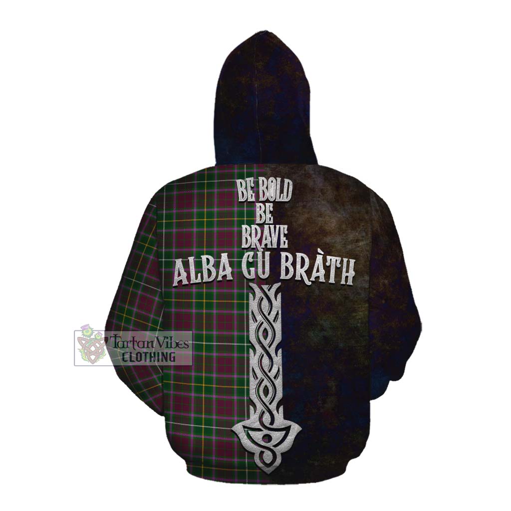 Tartan Vibes Clothing Crosbie Tartan Family Crest Cotton Hoodie Alba Gu Brath Be Brave Lion Ancient Style