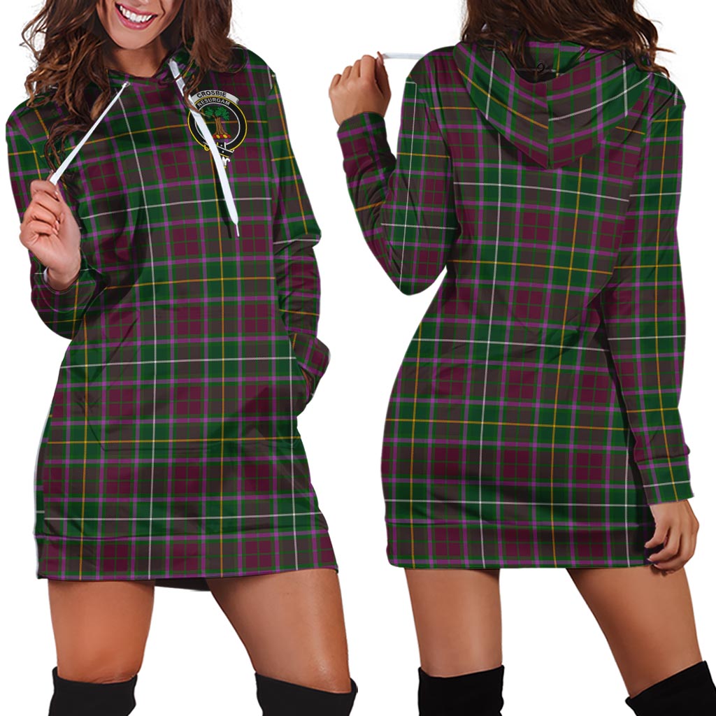 Crosbie Tartan Hoodie Dress with Family Crest - Tartan Vibes Clothing