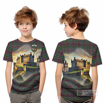 Tartan Vibes Clothing Crosbie Tartan Family Crest Kid T-Shirt with Scottish Ancient Castle Style