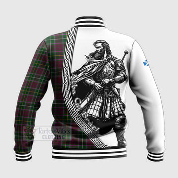 Tartan Vibes Clothing Crosbie Tartan Clan Crest Baseball Jacket with Highlander Warrior Celtic Style