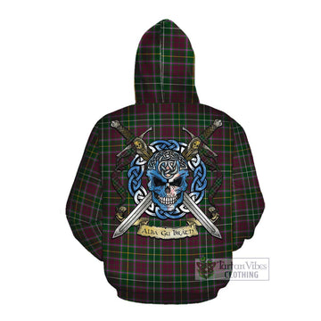 Tartan Vibes Clothing Crosbie Tartan Cotton Hoodie with Family Crest Celtic Skull Style