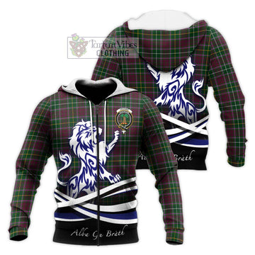Crosbie Tartan Knitted Hoodie with Alba Gu Brath Regal Lion Emblem Unisex Knitted Zip Hoodie - Tartan Vibes Clothing