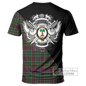 Crosbie Tartan T-Shirt with Family Crest and Military Logo Style - Tartanvibesclothing Shop