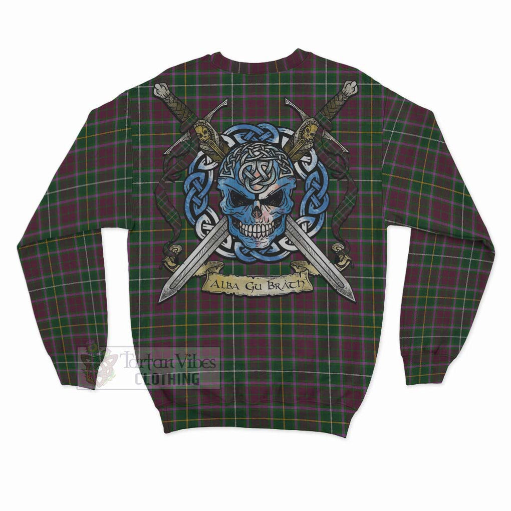 Tartan Vibes Clothing Crosbie Tartan Sweatshirt with Family Crest Celtic Skull Style