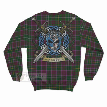Tartan Vibes Clothing Crosbie Tartan Sweatshirt with Family Crest Celtic Skull Style