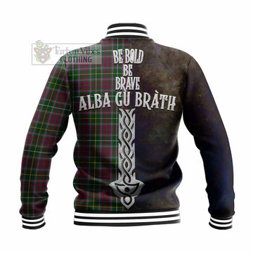 Tartan Vibes Clothing Crosbie Tartan Family Crest Baseball Jacket Alba Gu Brath Be Brave Lion Ancient Style