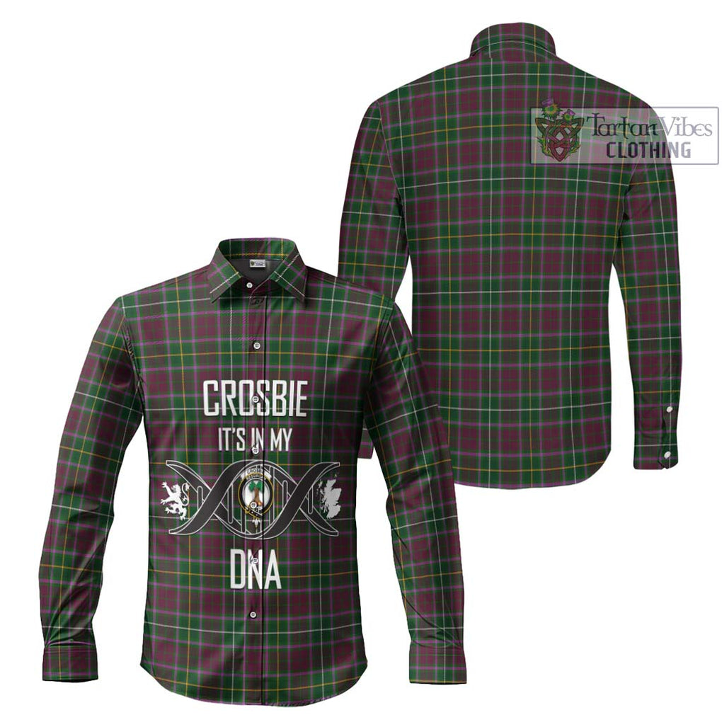Crosbie Tartan Long Sleeve Button Shirt with Family Crest DNA In Me Style Men's Shirt - Tartanvibesclothing Shop