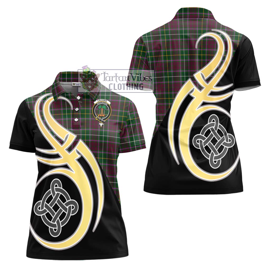Crosbie Tartan Women's Polo Shirt with Family Crest and Celtic Symbol Style - Tartan Vibes Clothing