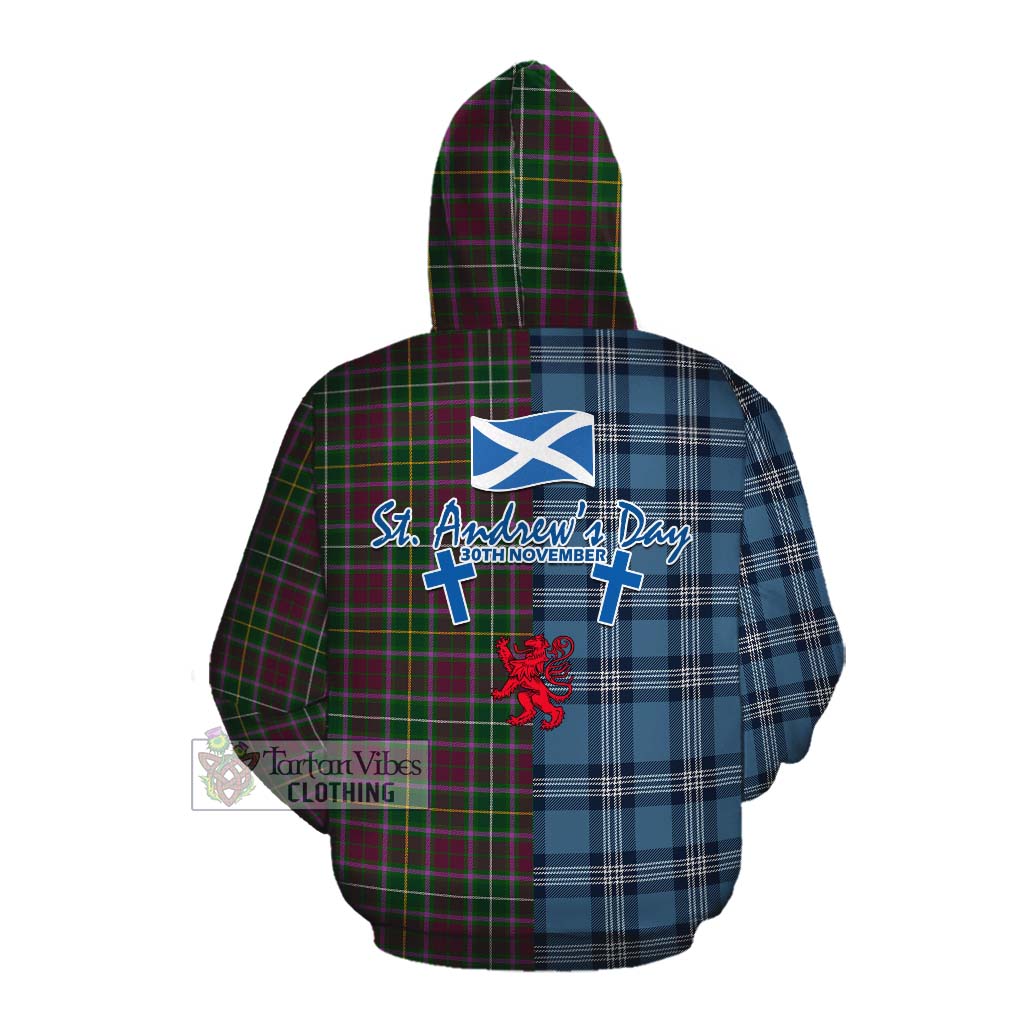 Tartan Vibes Clothing Crosbie Tartan Cotton Hoodie Happy St. Andrew's Day Half Tartan Style