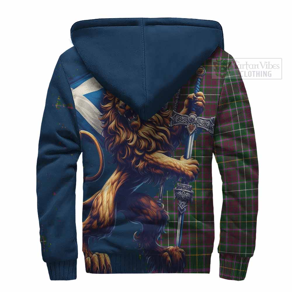 Tartan Vibes Clothing Crosbie Tartan Family Crest Sherpa Hoodie with Scottish Majestic Lion