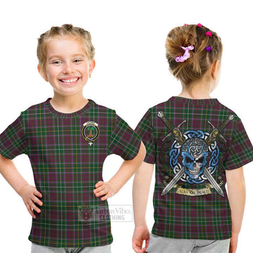 Tartan Vibes Clothing Crosbie Tartan Kid T-Shirt with Family Crest Celtic Skull Style