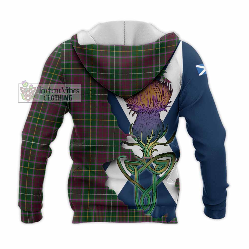 Tartan Vibes Clothing Crosbie Tartan Family Crest Knitted Hoodie Scottish Thistle Celtic Inspired