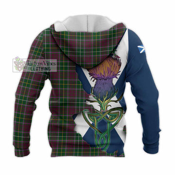 Tartan Vibes Clothing Crosbie Tartan Family Crest Knitted Hoodie Scottish Thistle Celtic Inspired