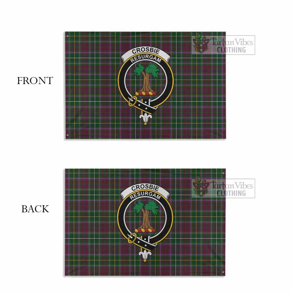 Tartan Vibes Clothing Crosbie Tartan House Flag with Family Crest