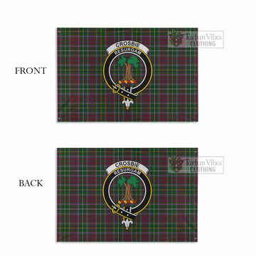 Tartan Vibes Clothing Crosbie Tartan House Flag with Family Crest