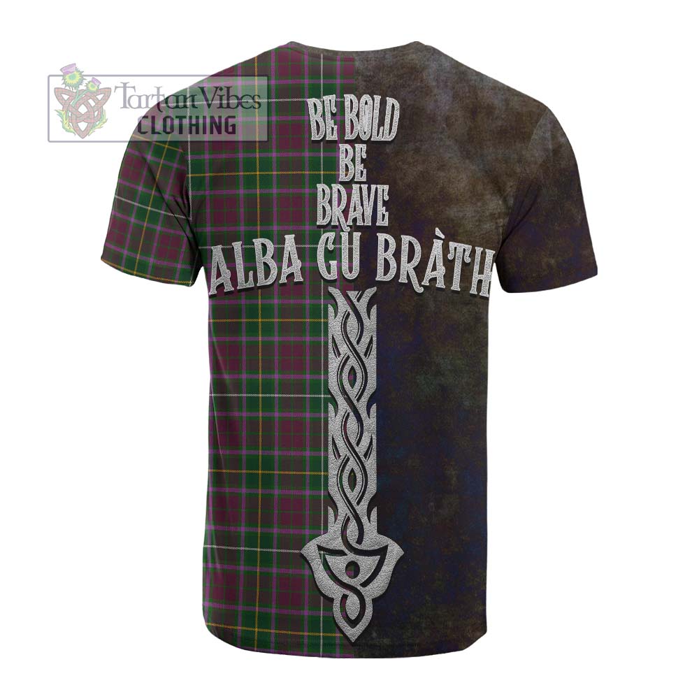 Tartan Vibes Clothing Crosbie Tartan Family Crest Cotton T-shirt Alba Gu Brath Be Brave Lion Ancient Style