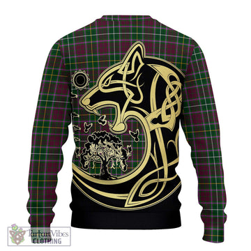 Crosbie Tartan Knitted Sweater with Family Crest Celtic Wolf Style - Tartan Vibes Clothing