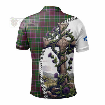 Tartan Vibes Clothing Crosbie Tartan Polo Shirt with Family Crest and St. Andrew's Cross Accented by Thistle Vines