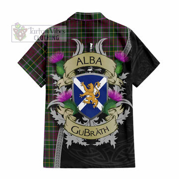 Tartan Vibes Clothing Crosbie Tartan Family Crest Short Sleeve Button Shirt Lion Rampant Royal Thistle Shield Celtic Inspired