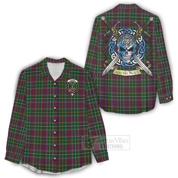 Tartan Vibes Clothing Crosbie Tartan Women's Casual Shirt with Family Crest Celtic Skull Style