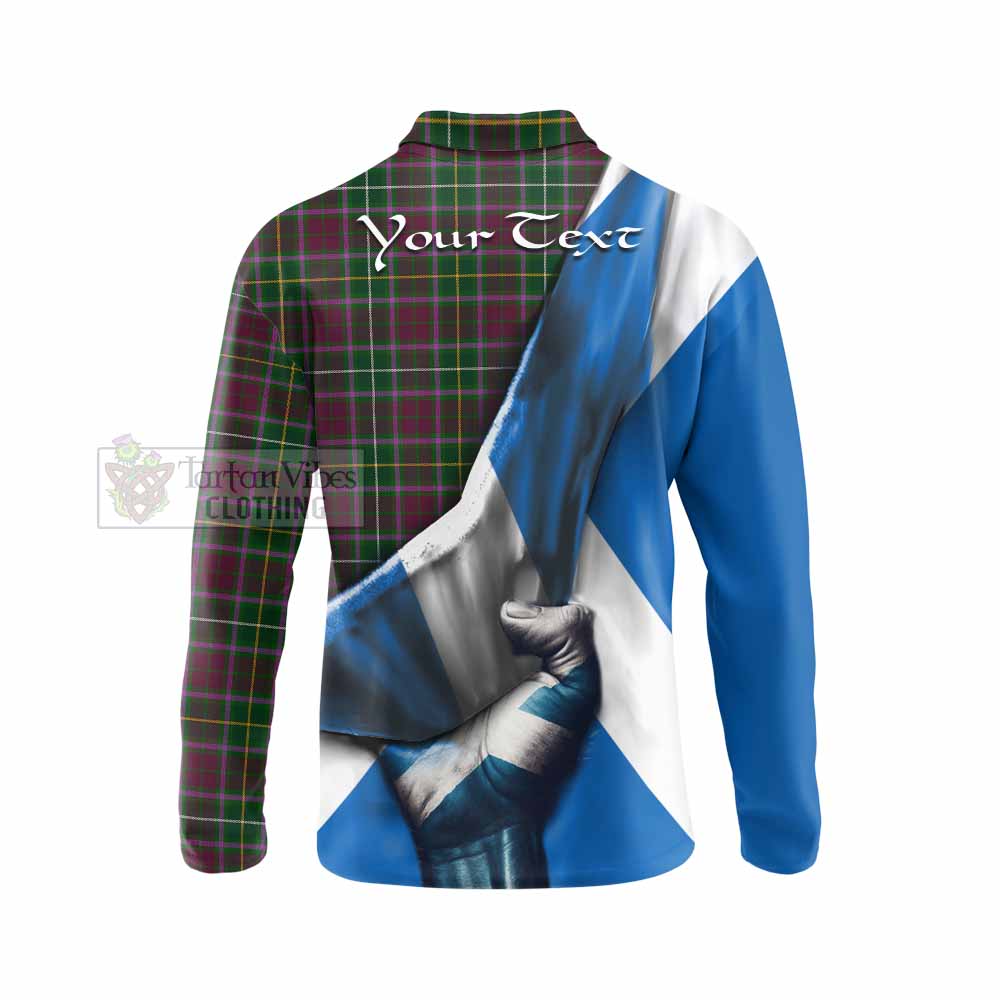 Tartan Vibes Clothing Crosbie Tartan Long Sleeve Polo Shirt with Family Crest Scotland Patriotic Style