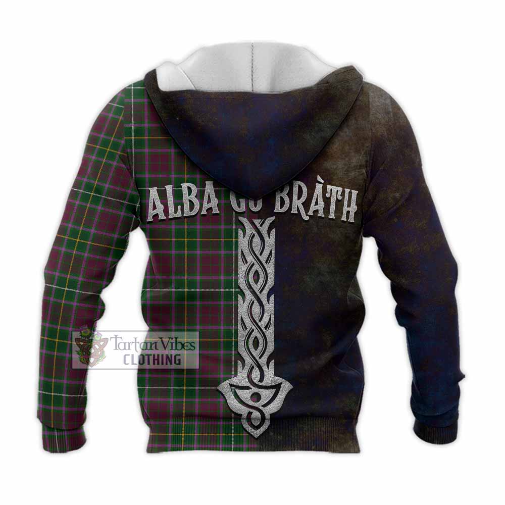 Tartan Vibes Clothing Crosbie Tartan Family Crest Knitted Hoodie Alba Gu Brath Be Brave Lion Ancient Style