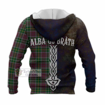 Tartan Vibes Clothing Crosbie Tartan Family Crest Knitted Hoodie Alba Gu Brath Be Brave Lion Ancient Style