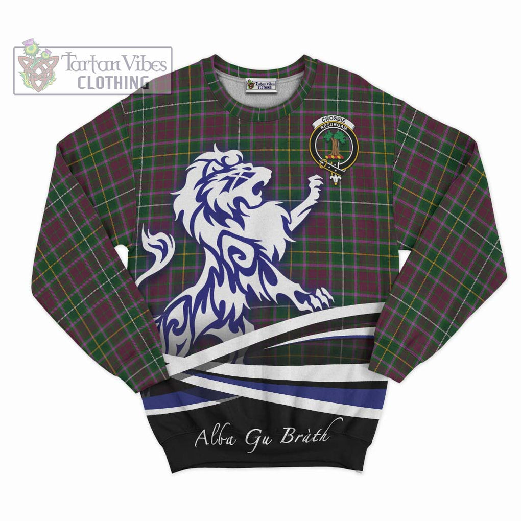 Crosbie Tartan Sweatshirt with Alba Gu Brath Regal Lion Emblem - Tartanvibesclothing Shop
