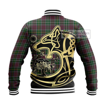 Crosbie Tartan Baseball Jacket with Family Crest Celtic Wolf Style - Tartan Vibes Clothing