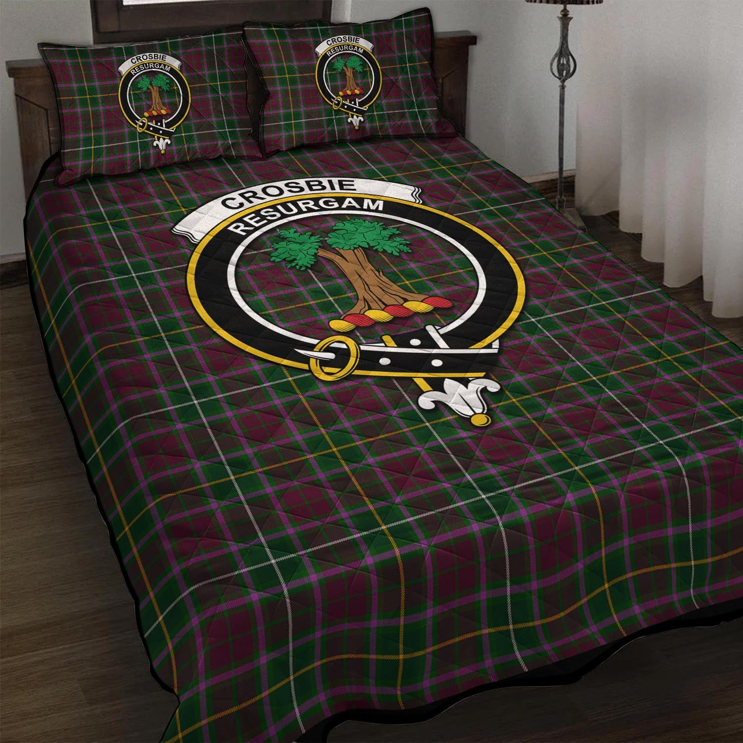 Crosbie Tartan Quilt Bed Set with Family Crest - Tartan Vibes Clothing