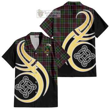 Crosbie Tartan Short Sleeve Button Shirt with Family Crest and Celtic Symbol Style - Tartan Vibes Clothing