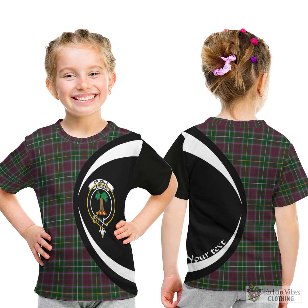 Crosbie Tartan Kid T-Shirt with Family Crest Circle Style - Tartan Vibes Clothing