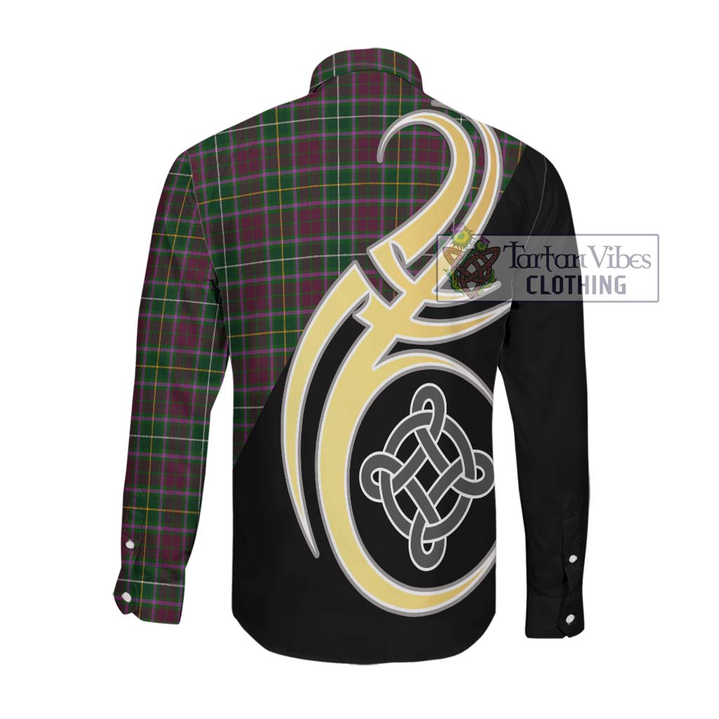 Crosbie Tartan Long Sleeve Button Shirt with Family Crest and Celtic Symbol Style Men's Shirt - Tartan Vibes Clothing