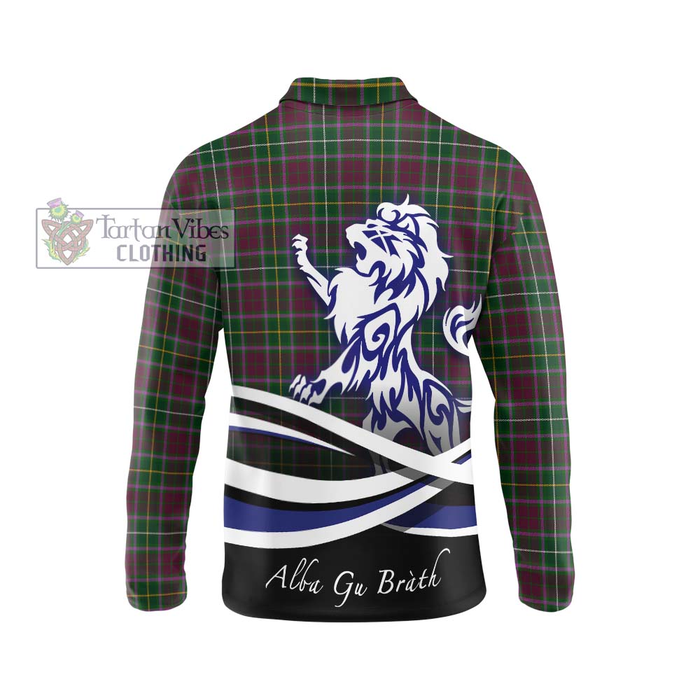 Crosbie Tartan Long Sleeve Polo Shirt with Alba Gu Brath Regal Lion Emblem - Tartanvibesclothing Shop