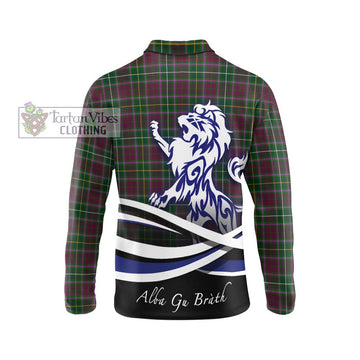 Crosbie Tartan Long Sleeve Polo Shirt with Alba Gu Brath Regal Lion Emblem - Tartanvibesclothing Shop