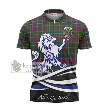Crosbie Tartan Zipper Polo Shirt with Alba Gu Brath Regal Lion Emblem - Tartan Vibes Clothing