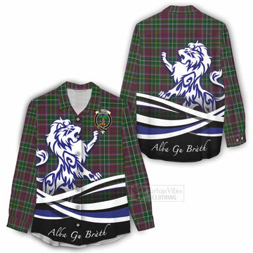 Tartan Vibes Clothing Crosbie Tartan Women's Casual Shirt with Alba Gu Brath Regal Lion Emblem