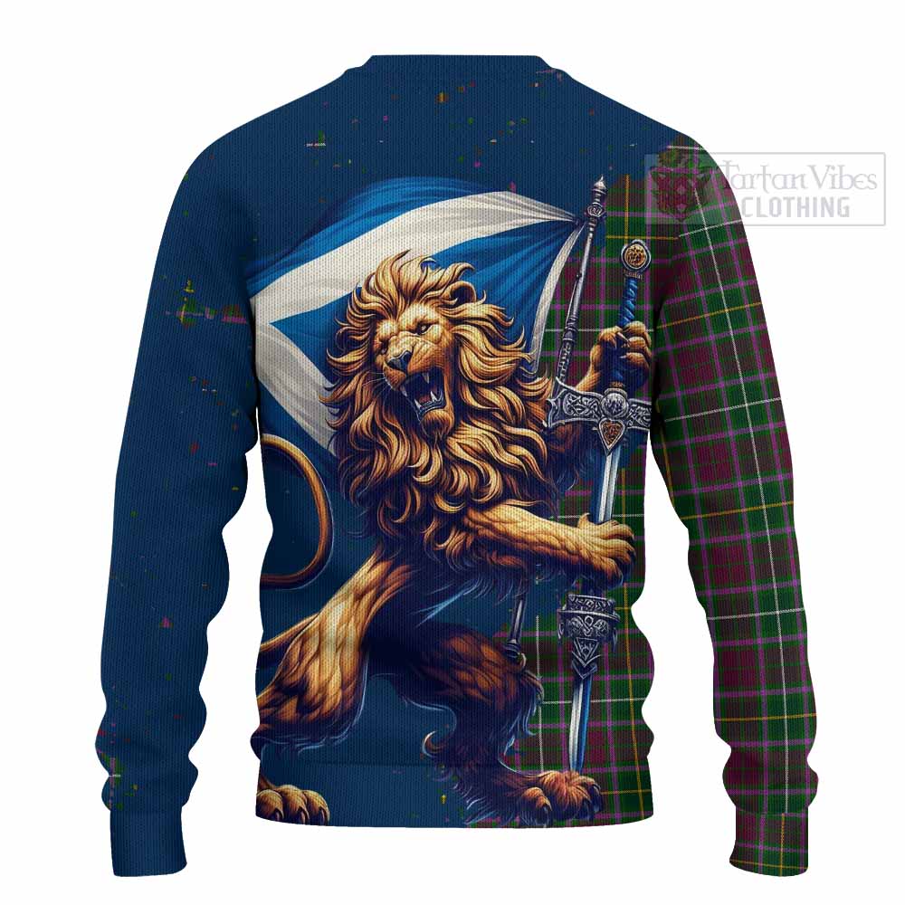 Tartan Vibes Clothing Crosbie Tartan Family Crest Knitted Sweater with Scottish Majestic Lion