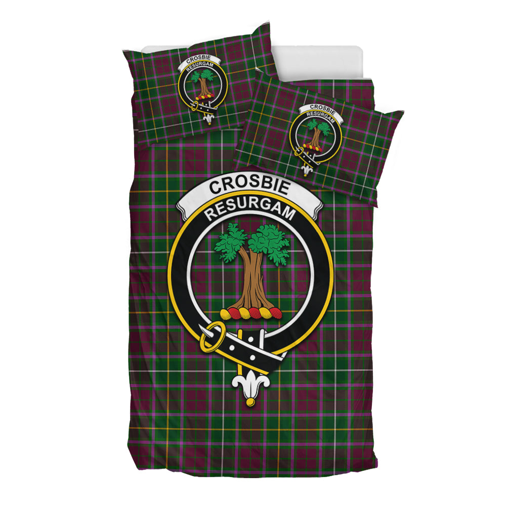 Crosbie Tartan Bedding Set with Family Crest - Tartan Vibes Clothing