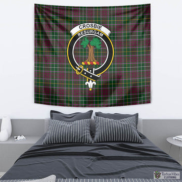 Tartan Vibes Clothing Crosbie Tartan Tapestry Wall Hanging and Home Decor for Room with Family Crest