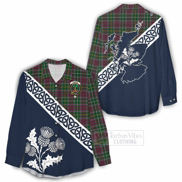 Tartan Vibes Clothing Crosbie Tartan Women's Casual Shirt Featuring Thistle and Scotland Map