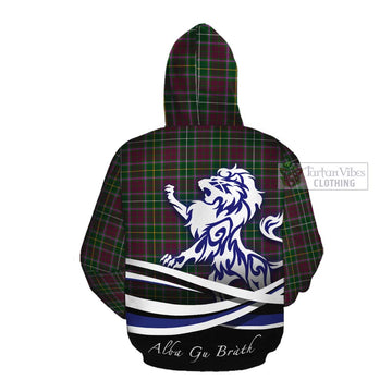 Tartan Vibes Clothing Crosbie Tartan Cotton Hoodie with Alba Gu Brath Regal Lion Emblem