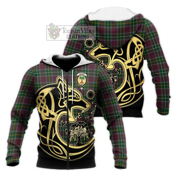 Crosbie Tartan Knitted Hoodie with Family Crest Celtic Wolf Style Unisex Knitted Zip Hoodie - Tartan Vibes Clothing
