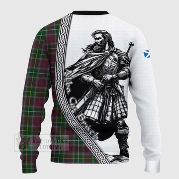 Tartan Vibes Clothing Crosbie Tartan Clan Crest Knitted Sweater with Highlander Warrior Celtic Style