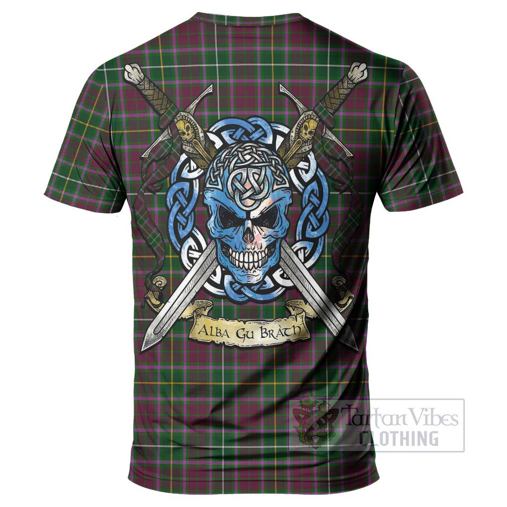 Tartan Vibes Clothing Crosbie Tartan T-Shirt with Family Crest Celtic Skull Style